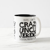 熱狂するな叔父さんの警告の名前をカスタムするのモノラルマグ コーヒーマグカップ (正面右)