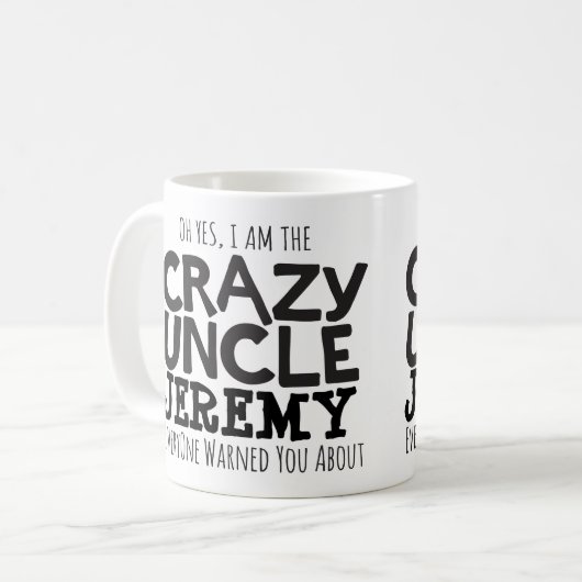 熱狂するな叔父さんの警告の名前をカスタムするのモノラルマグ コーヒーマグカップ (正面左)