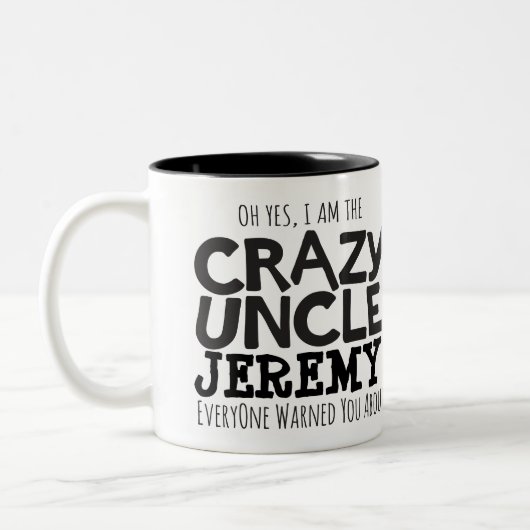 熱狂するな叔父さんの警告の名前をカスタムするのモノラルマグ コーヒーマグカップ (左)