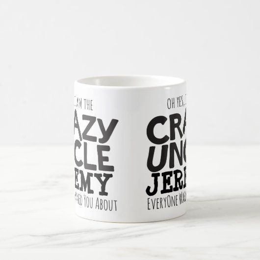 熱狂するな叔父さんの警告の名前をカスタムするのモノラルマグ コーヒーマグカップ (中央)