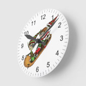 熱狂するな小妖精や小人のそりの乗車 ラウンド壁時計 (傾斜)