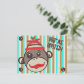 熱狂するな帽子のソックス猿の招待されましたの郵便はがき インビテーションポストカード (スタンド正面)