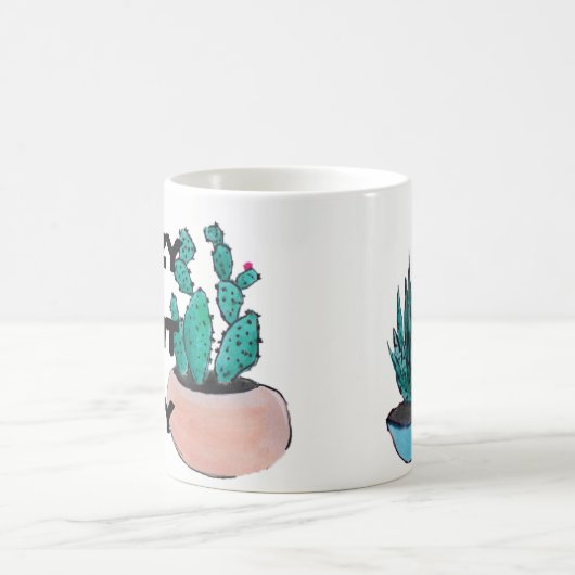 熱狂するな植物の女性 コーヒーマグカップ (中央)