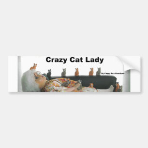熱狂するな猫の女性バンパーステッカー バンパーステッカー