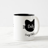 "熱狂するな猫の女性"マグ ツートーンマグカップ (正面右)