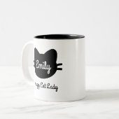 "熱狂するな猫の女性"マグ ツートーンマグカップ (正面左)