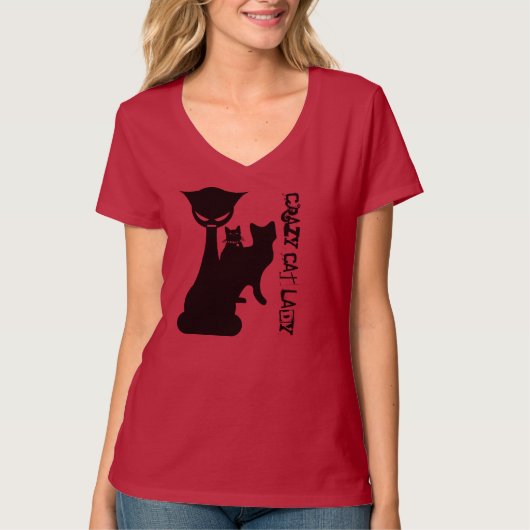 熱狂するな猫の女性 Tシャツ (正面)