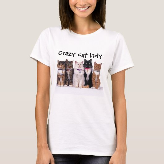 熱狂するな猫の女性 Tシャツ (正面)