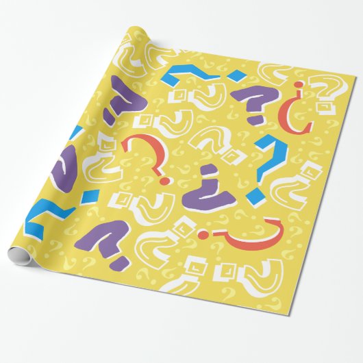 熱狂するな疑門符のミステリー謎の黄色 ラッピングペーパー (アンロールド)