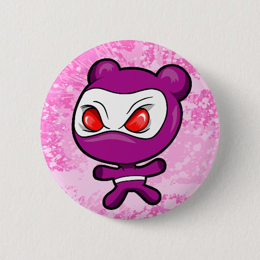 熱狂するな白くまの戦士の忍者ボタン 缶バッジ (正面)