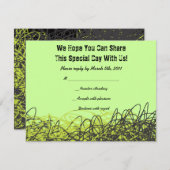 熱狂するな音符のバーの(ユダヤ教の)バル・ミツバーの招待の応答のライム 出欠カード (正面/裏面)