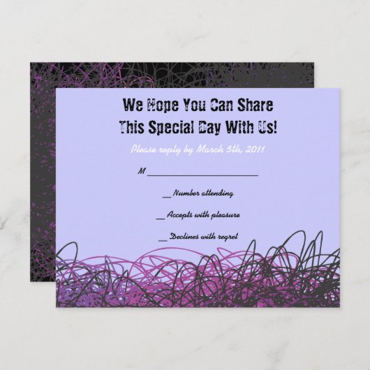 熱狂するな音符のバーの（ユダヤ教の）バル・ミツバーの招待の応答 出欠カード (正面/裏面)