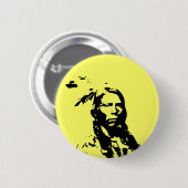 熱狂するな馬のネイティブアメリカン 缶バッジ (正面&裏面)