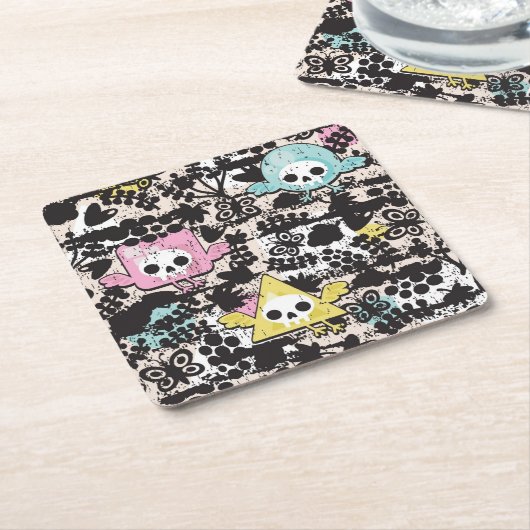 熱狂するな鳥パターン スクエアペーパーコースター (アングル)