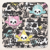 熱狂するな鳥パターン スクエアペーパーコースター (正面)