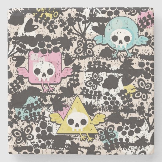 熱狂するな鳥パターン ストーンコースター (正面)