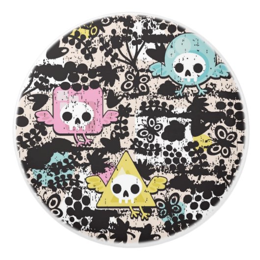 熱狂するな鳥パターン セラミックノブ (正面)