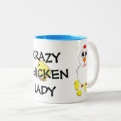 熱狂するな鶏の女性コーヒー・マグ ツートーンマグカップ (正面右)