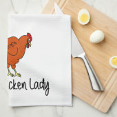 熱狂するな鶏の女性 キッチンタオル (四つ折り)