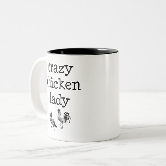 熱狂するな鶏の女性- 2つの調子のマグ ツートーンマグカップ (正面左)