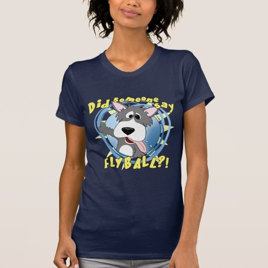 熱狂するなFlyball犬の女性暗闇のTシャツ Tシャツ (正面)