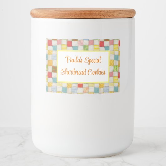 熱狂するキルト2"X3"食品容器ラベル水平 フードラベル (正面)