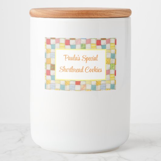 熱狂するキルト2x3フードコンテナラベル/水平 フードラベル (正面)