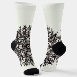 熱狂するゴシック白黒カッコいいサイケデリック ソックス