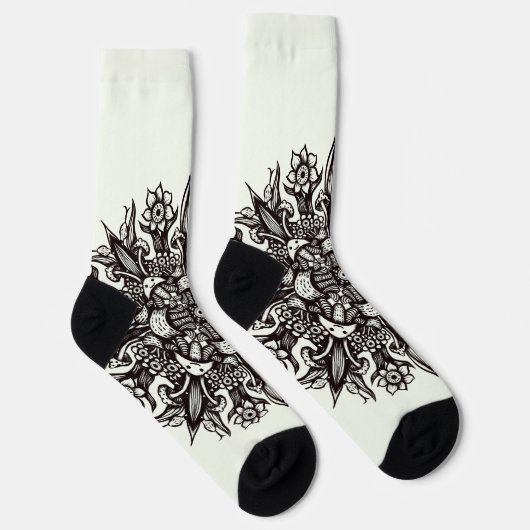 熱狂するゴシック白黒カッコいいサイケデリック ソックス (右)