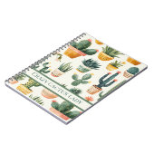 「熱狂するサボテンの女よ、サボテンのデザインの文字 ノートブック (左側)