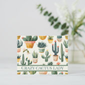 「熱狂するサボテンの女よ、サボテンのデザインの文字 ポストカード (スタンド正面)
