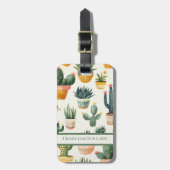 「熱狂するサボテンの女よ、サボテンのデザインの文字 ラゲッジタグ (正面縦)