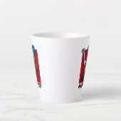 熱狂するチェーンソーピエロハロウィーン編集可能文字年 カフェラテマグ (正面)