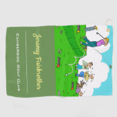 熱狂するティーオフ – ゴおもしろいルフ漫画 ゴルフタオル (横)