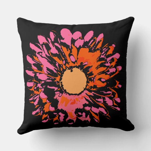 熱狂するデイジーピンクオレンジカッコいい装飾用クッション クッション (裏面)