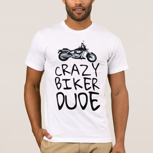 熱狂するバイクもしくは自転車に乗る人DUDEメンズバイクTシャツ Tシャツ (正面)