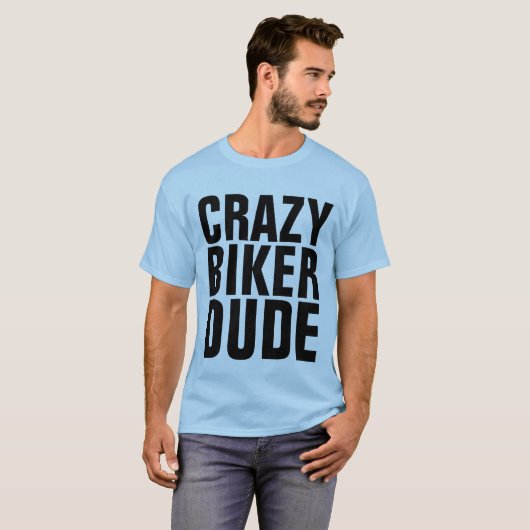 熱狂するバイクもしくは自転車に乗る人DUDE、Motorcyclist T-shirts Tシャツ (正面フル)