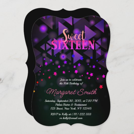 熱狂するパーティーだ!スウィート16招待状 招待状 (正面/裏面)