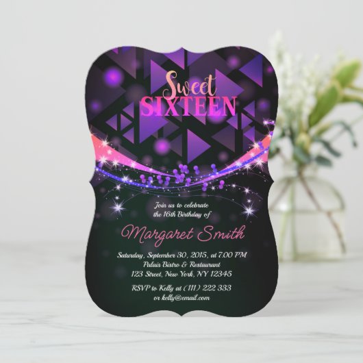 熱狂するパーティーだ！ディスコスウィート16招待状 招待状 (スタンド正面)