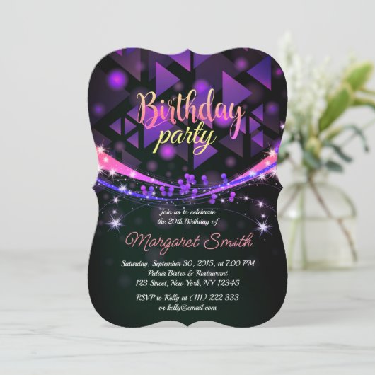 熱狂するパーティーだ!ディスコ誕生日招待状 招待状 (スタンド正面)