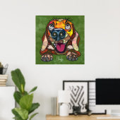 熱狂するビーグル犬顔ハンドポ絵を描スター ポスター (ホームオフィス)