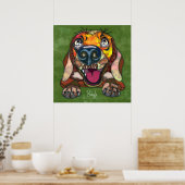 熱狂するビーグル犬顔ハンドポ絵を描スター ポスター (キッチン)