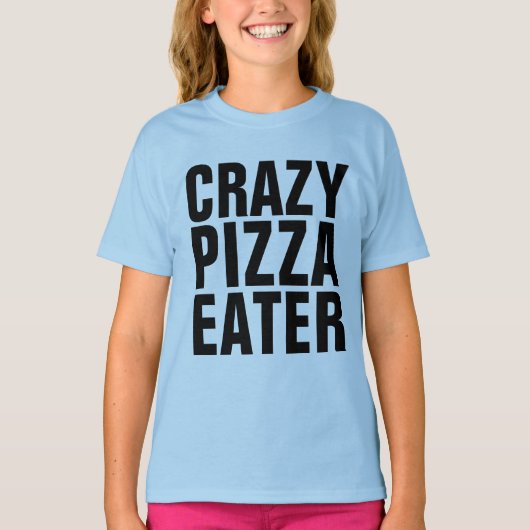 熱狂するピザ食い子ガールズTシャツ Tシャツ (正面)