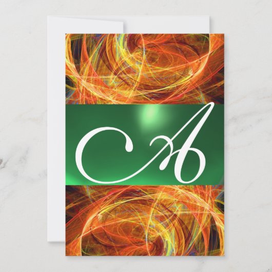 熱狂するフォトンMONOGRAMイエローエメラルドグリーン 招待状 (正面)