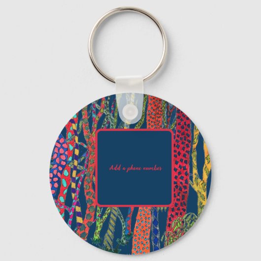 熱狂するフォレストおもしろいカラフルID キーホルダー (正面)