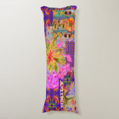 熱狂するフローラパッチワーカラフルク紫 ボディピロー (正面縦)