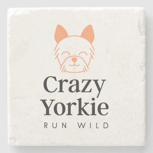 熱狂するヨークシャーテリアプレミアム大理石コースター ストーンコースター (正面)