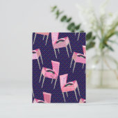 熱狂するレトロレコードプレーヤーのパターン ポストカード (スタンド正面)