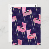 熱狂するレトロレコードプレーヤーのパターン ポストカード (正面/裏面)