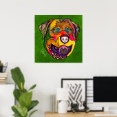 熱狂するロットワイラー犬の顔手絵を描 ポスター (ホームオフィス)